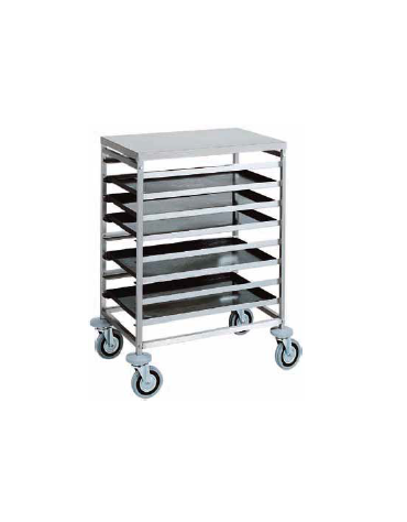 Carrello portateglie in acciaio inox - portata 8 teglie 60x40 - cm 52x72x94h