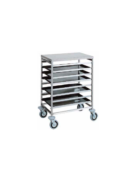 Carrello portateglie in acciaio inox - portata 8 teglie 60x40 - cm 52x72x94h