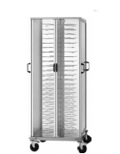 Carrello portapiatti armadiato portata 88 piatti diametro 25/31 con griglie cromate - cm 75x78x183h