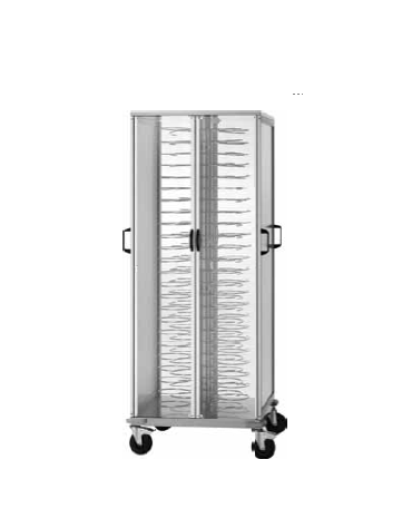 Carrello portapiatti armadiato portata 88 piatti diametro 25/31 con griglie cromate - cm 75x78x183h
