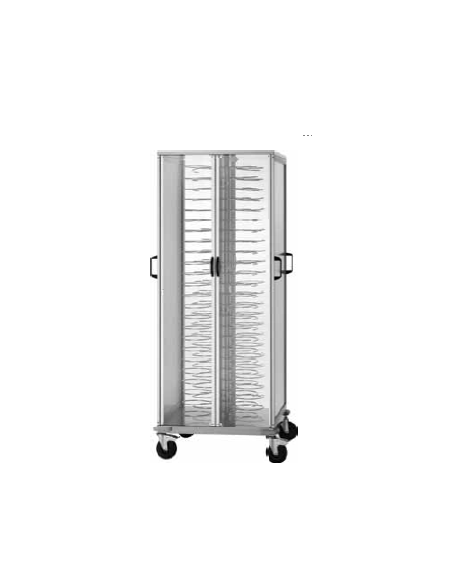 Carrello portapiatti armadiato portata 88 piatti diametro 25/31 con griglie cromate - cm 75x78x183h