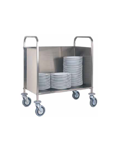 Carrello portapiatti in acciaio inox, capacità circa 200 piatti vuoti cm 91x57x101h