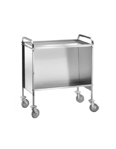 Carrello portapiatti inox con piano superiore capacità circa 200 piatti vuoti cm 91x57x101h