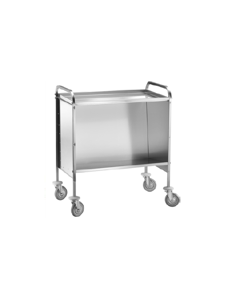 Carrello portapiatti inox con piano superiore capacità circa 200 piatti vuoti cm 91x57x101h