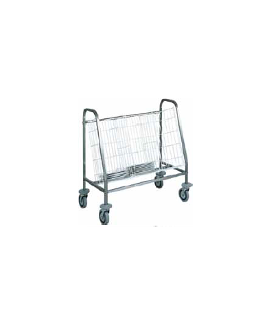 Carrello portapiatti, portata circa 100 piatti vuoti. Telaio inox - cesti in filo asportabili - cm 88x50x92h
