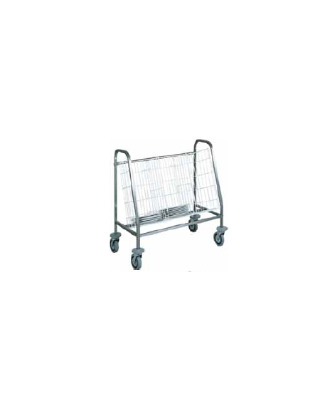 Carrello portapiatti, portata circa 100 piatti vuoti. Telaio inox - cesti in filo asportabili - cm 88x50x92h