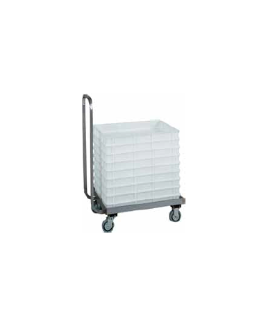 Carrello vasca portacassetti, in acciaio inox con manico per conduzione cm 72x42x96h