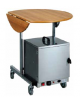 Carrello colazione breakfast inox e legno. ripiano ribaltabile tondo colore noce - cm Ø80x80h