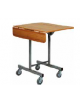 Carrello rettangolare breakfast inox e legno, ripiano ribaltabile. COLORE: NOCE - CM 80x53x80h