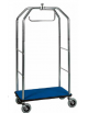 Carrello portavaligie e portabagagli con appendiabiti. Acciaio cromato, base in moquette Blu - cm 95x55x190h