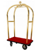 Carrello portavaligie con appendiabiti. Acciaio ottonato, ruote pneumatiche, base moquette Rossa - cm 110x62x198h