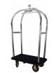 Carrello portavaligie con appendiabiti. Acciaio inox, ruote pneumatiche, base moquette Nera - cm 110x62x198h