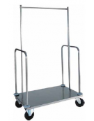 Carrello porta valigie con appendiabiti. Acciaio inox  cm 100x56x160h