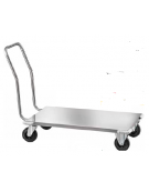 Carrello per il trasporto pesante con pianale in lamiera di acciaio inox - singolo manico smontabile - cm 61x122x90h