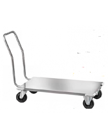 Carrello per il trasporto pesante con pianale in lamiera di acciaio inox - singolo manico smontabile - cm 61x122x90h