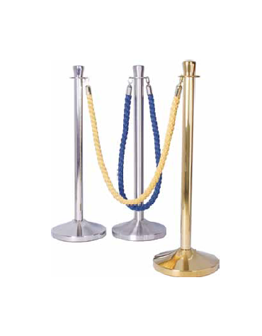 Asta delimita corsie per cordoni a treccia, colore inox lucido - alta cm 90