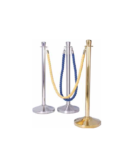 Asta delimita corsie per cordoni a treccia - colore inox lucido - altezza cm 90