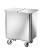 Tramoggia su ruote in acciaio inox - Coperchio asportabile - Cm 61x40x73h