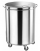 Porta rifiuti in acciaio inox carrellato a forma cilindrica - coperchio - 100 Litri - Ø 46 x 70h