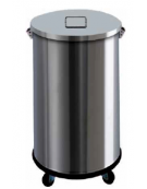 Pattumiera inox con ruote senza pedale, secchio interno, 70 Litri - Diametro Ø cm 40 - Altezza cm 76h