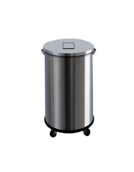 Pattumiera inox con ruote senza pedale , secchio interno, 63 Litri. Ø 39-60h