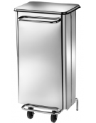 Pattumiera rettangolare inox con 2 ruote. Pedale, estrazione sacco anteriore. Litri: 100 cm 49x50x101h