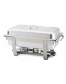 Chafing dish rettangolare con coperchio - bruciatori ad alcool - cm 60,5x35,6x32,7h