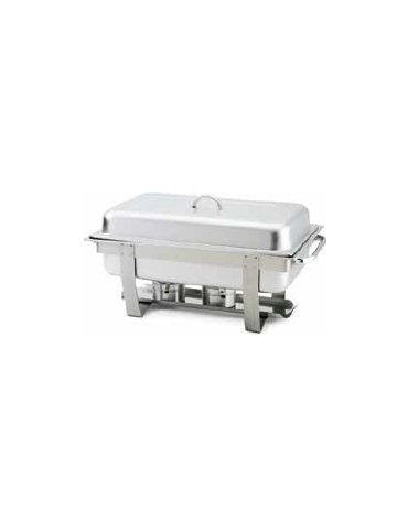 Chafing dish rettangolare con coperchio - bruciatori ad alcool - cm 60,5x35,6x32,7h