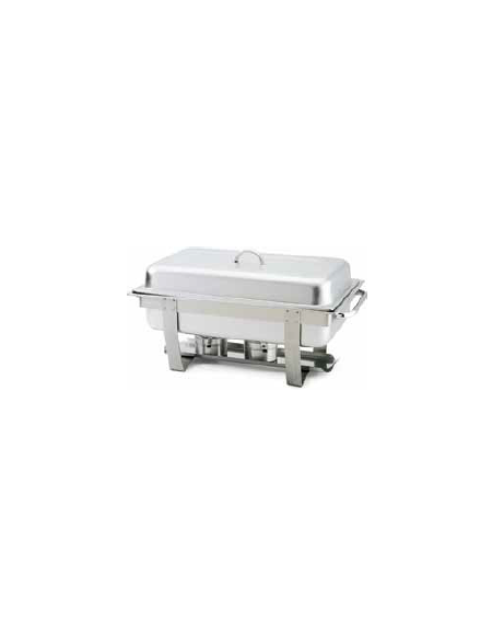 Chafing dish rettangolare con coperchio - bruciatori ad alcool - cm 60,5x35,6x32,7h