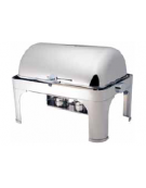 Chafing dish rettangolare con coperchio rool top 180°. bruciatori ad alcool. cm 65x47x45h