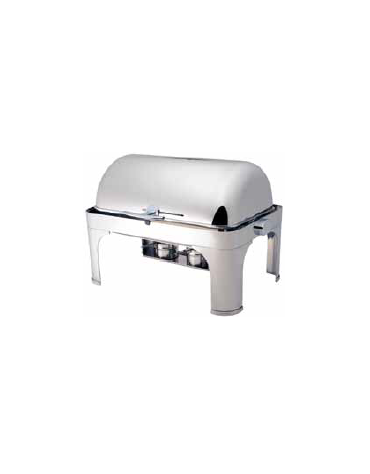 Chafing dish rettangolare con coperchio rool top 180° - bruciatori ad alcool - cm 65x48,5x42,9h