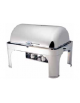 Chafing dish rettangolare con coperchio rool top 180°. bruciatori ad alcool. cm 65x47x45h