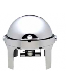 Chafing dish tondo con coperchio rool top 180°. bruciatori ad alcool.  cm 50x52x45h