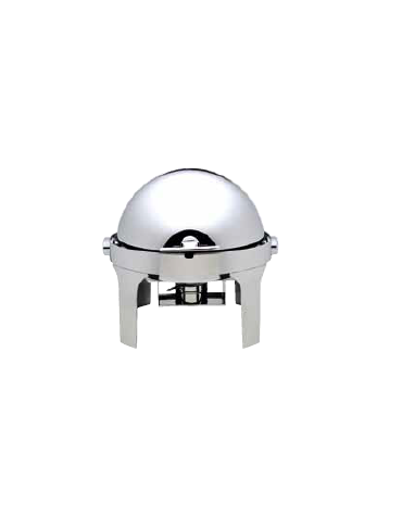 Chafing dish tondo con coperchio rool top 180°. bruciatori ad alcool.  cm 50x52x45h