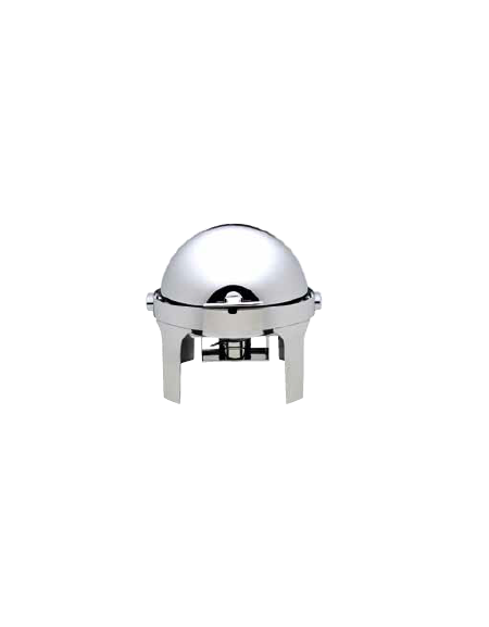 Chafing dish tondo con coperchio rool top 180°. bruciatori ad alcool.  cm 50x52x45h