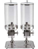 Distributore doppio di cereali inox con contenitori trasparenti - Capacità contenitori 8 + 8 Lt - cm 48x26x66h