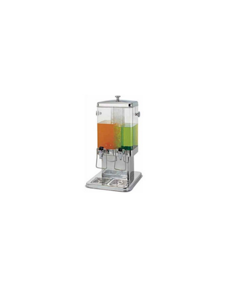 Distributore doppio di bevande per colazione  distributori inox contenitori trasparenti capacità contenitori: 5 + 5 Lt cm  35x32