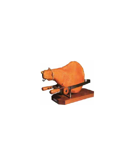 Morsa per prosciutto in Acciaio inox, supporto e manici in legno pregiato. CM 58x25x19h