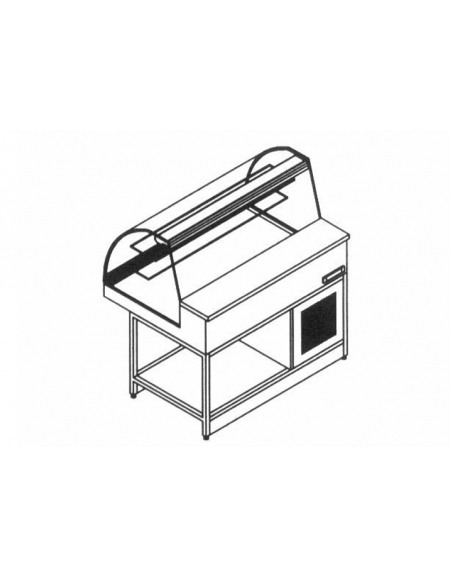 Vetrina fredda ventilata vetri curvi da cm. 125