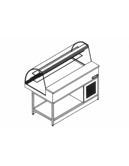 Vetrina fredda ventilata vetri curvi da cm. 150