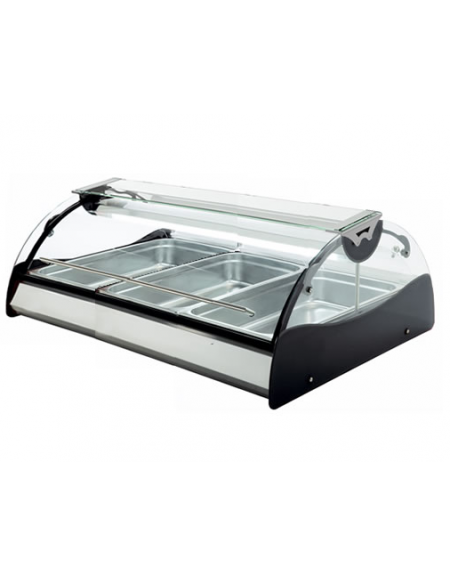 Vetrina bagnomaria con 3 contenitri Gn 1/1 - apertura self service - illuminazione al led mm 1020 x 670 x 300 mm