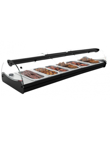 Vetrina bagnomaria con 6 contenitri Gn 1/1 - illuminazione al led mm 1190 x 395 x 245 mm