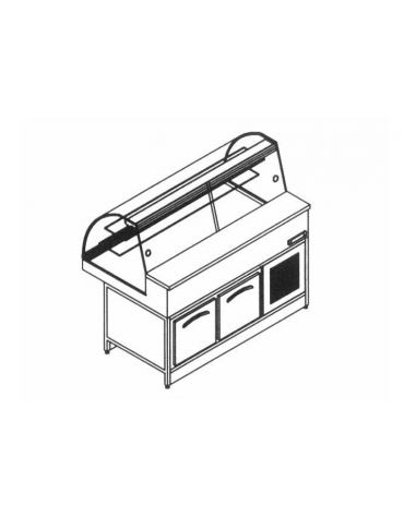 Vetrina fredda ventilata vetri curvi con cella da cm. 150