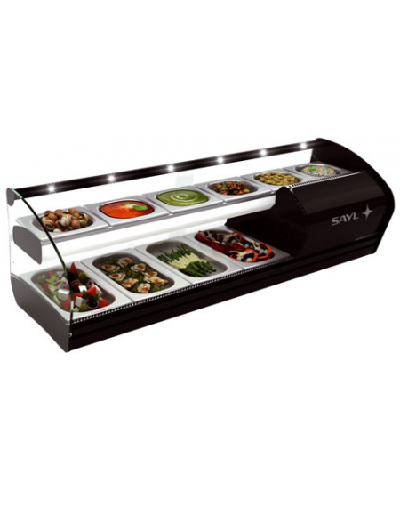 Vetrina refrigerazione statica su 2 livelli 4 contenitori inf. e 6 sup. mm 1085x395x360h Vetrina refrigerazione statica su 2 livelli 4 contenitori inf. e 6 sup. mm 1085x395x360h