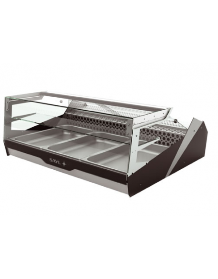 Vetrina refrigerata statica - 3 contenitori GN1/1 - 2 piani di appoggio - mm 1000x882x400h Vetrina refrigerata statica - 3 contenitori GN1/1 - 2 piani di appoggio - mm 1000x882x400h