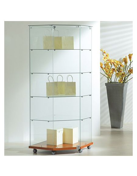 Vetrina angolare cristalli temperati - senza luci - cm 68 x 68 x 180h