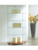 Vetrina verticale angolare in cristallo temperato -Senza luci -Base in legno colore Silver ,Wenge' o Ciliegio - cm 68x68x180h