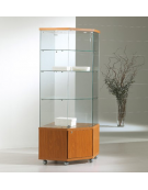 Vetrina angolare cristalli temperati con 3 faretti alogeni e mobiletto - cm 68 x 68 x 181h