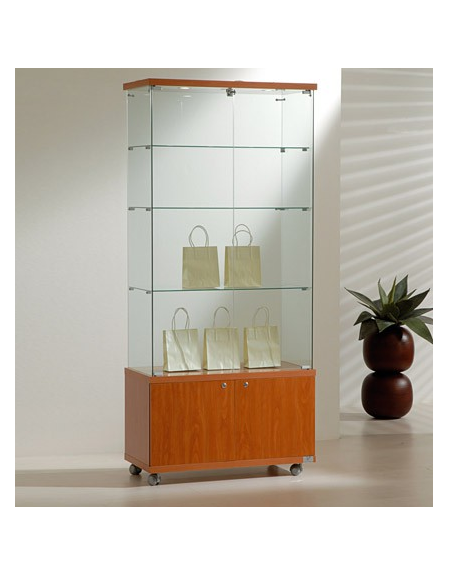 Vetrina cristalli temperati con 3 faretti alogeni e mobiletto - profondità cm 40 - cm 80 x 40 x 181h