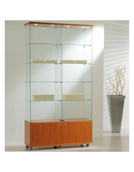 Vetrina cristalli temperati con 4 faretti alogeni e mobiletto - cm 117 x 40 x 220h